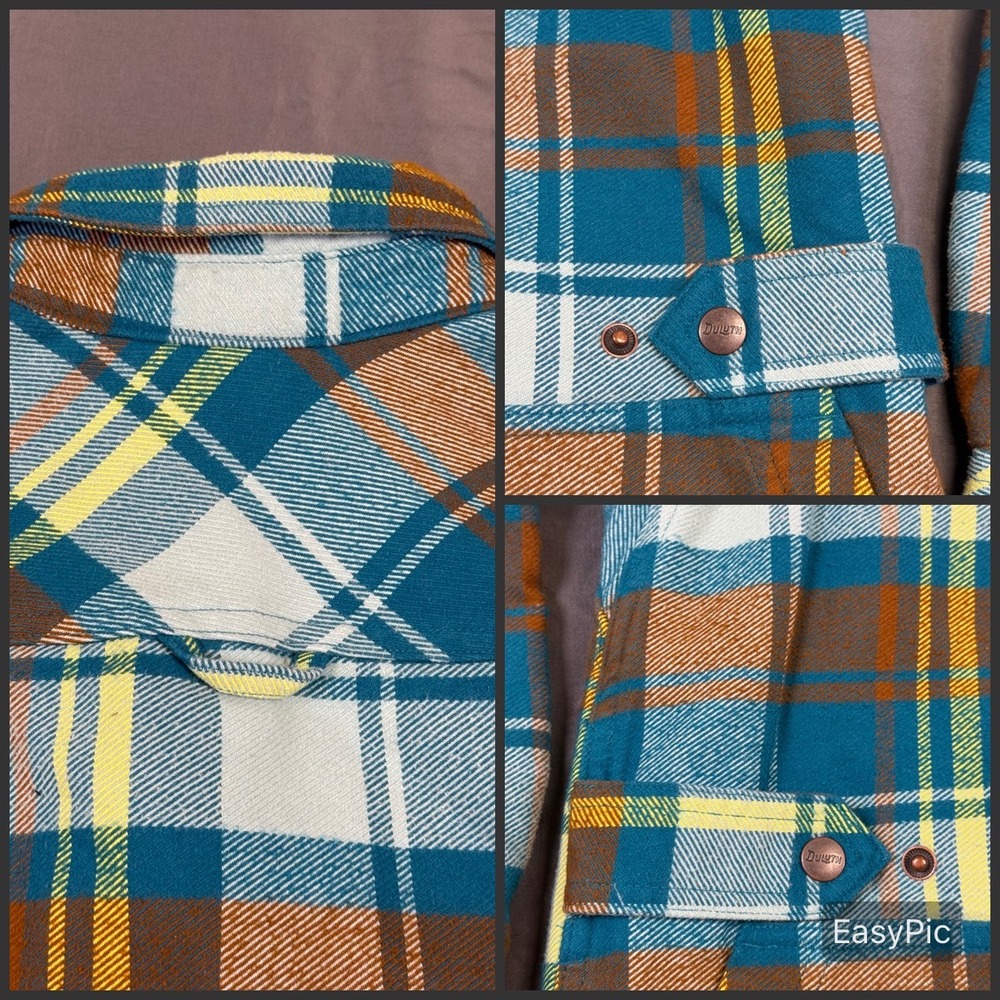 Duluth Trading Co Womens XL Quilted Flannel Shirt Jacket Plaid Teal - Picture 8 of 9